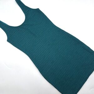 Charlotte Avery Bodycon Dress Sleeveless Ribbed Teal Green Mini Dress Summer‎ S